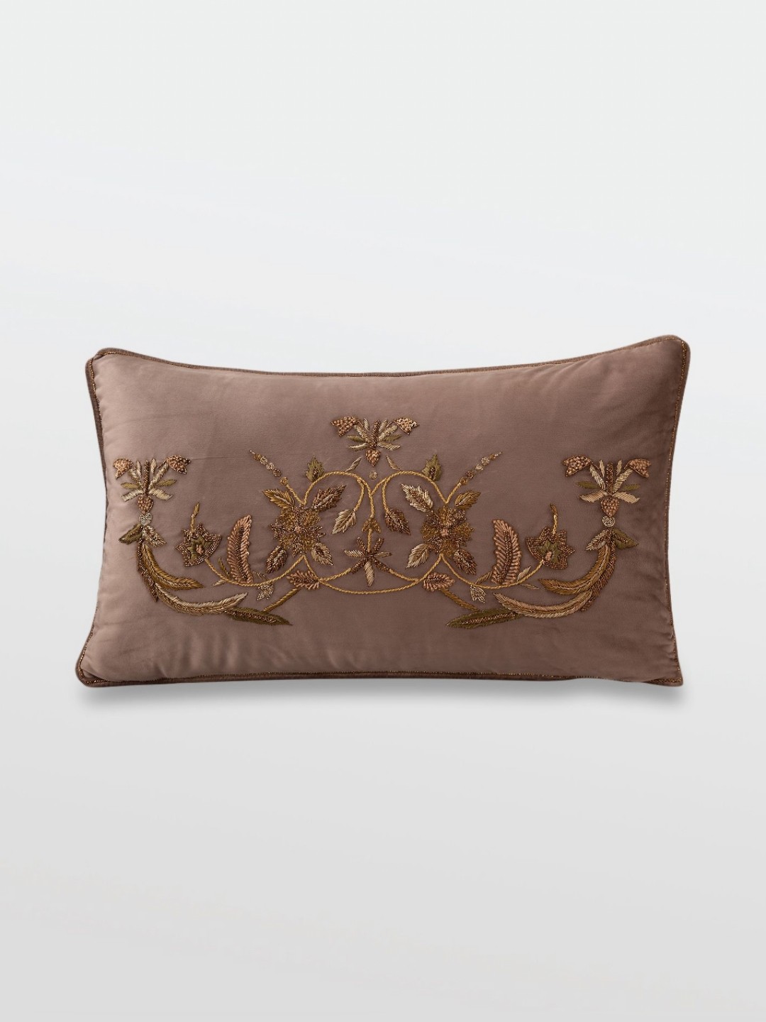 

Mirooh Brown Embroidered Rectangle Cushions