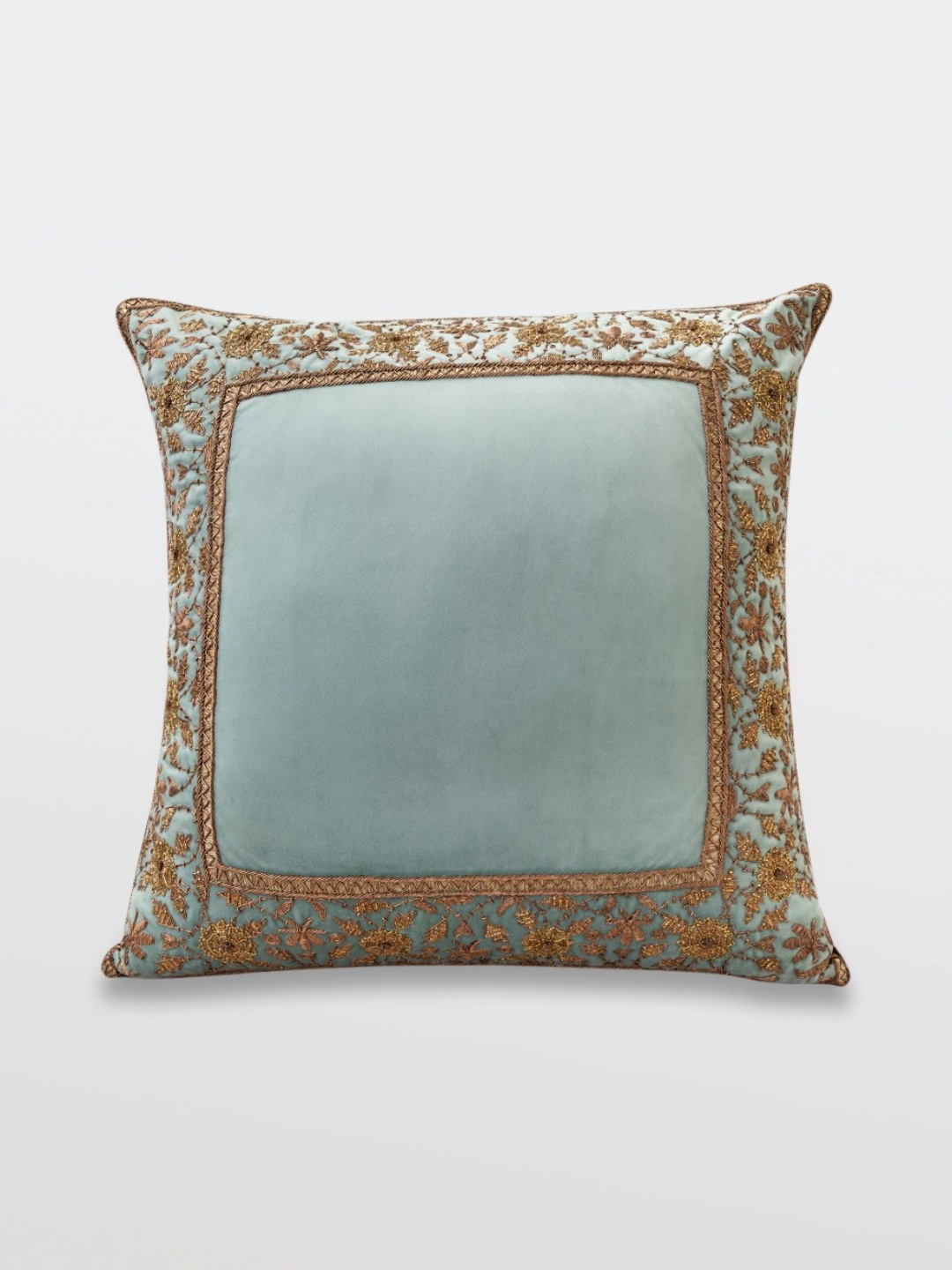 

Mirooh Turquoise Blue Embroidered Pre-Filled Cushions