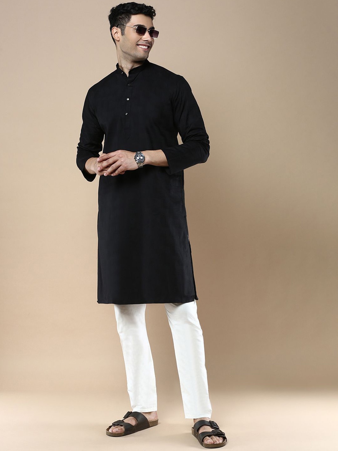 

Anouk Men Regular Kurta with Patiala, Black