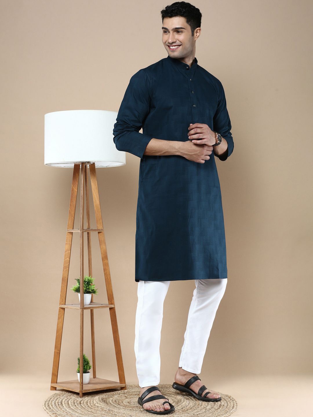 

Anouk Men Regular Kurta with Pyjamas, Blue