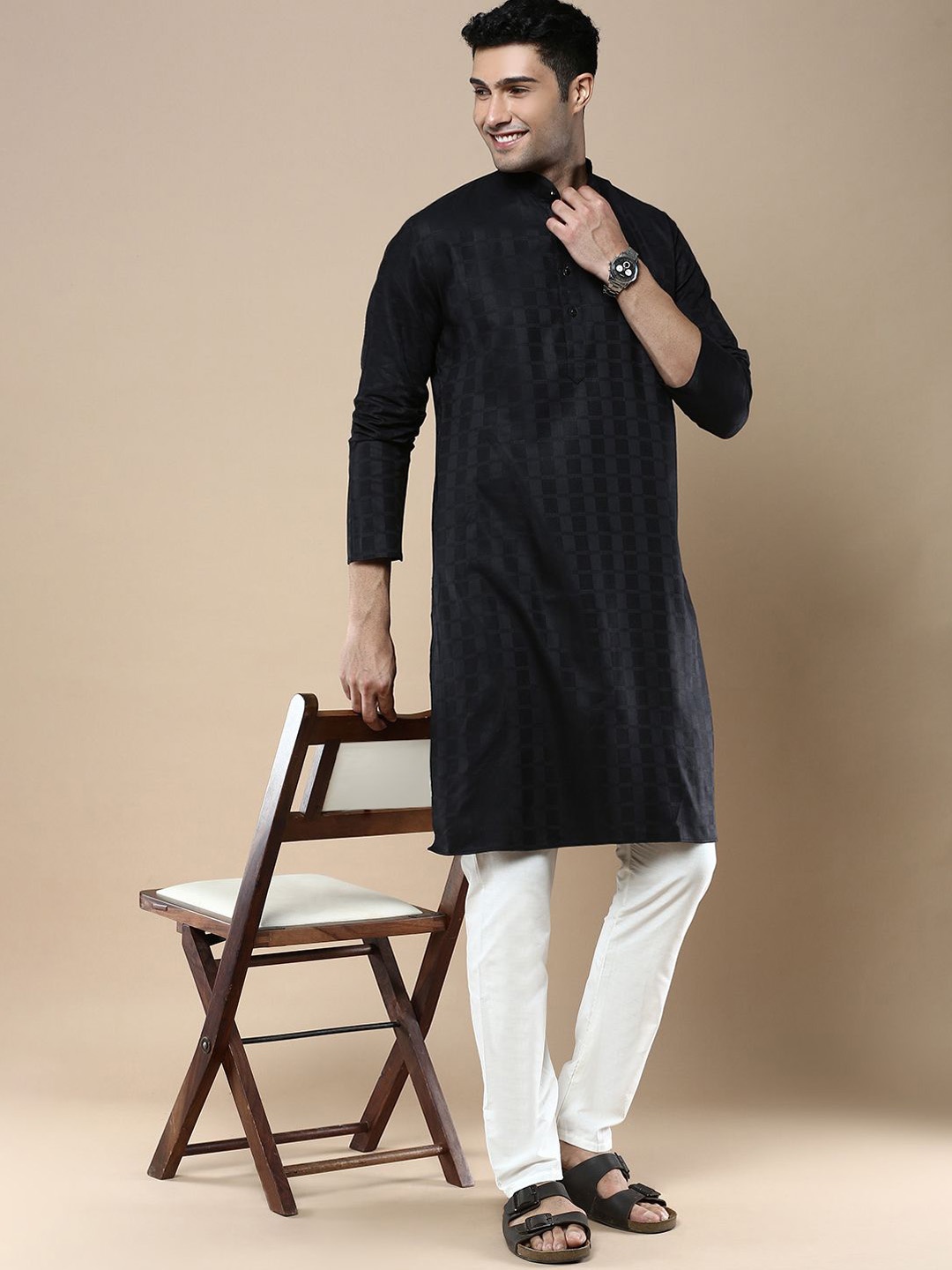

Anouk Men Regular Kurta with Pyjamas, Black