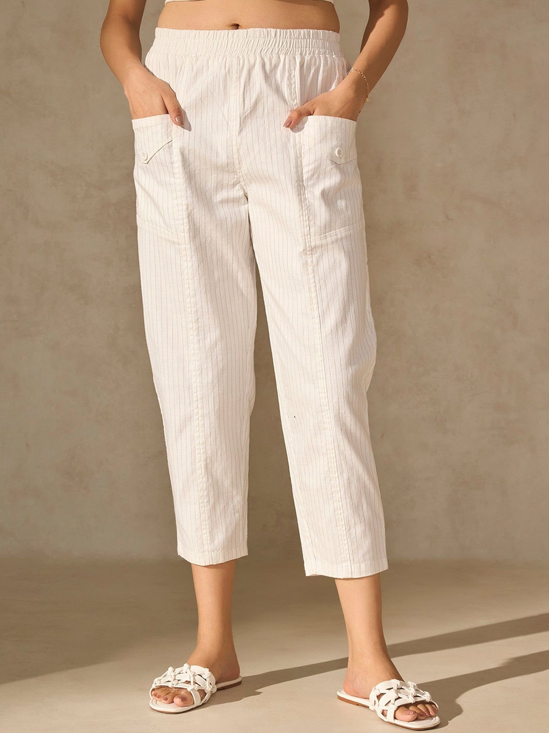 

Virgio Women Mid-Rise Straight Fit Trousers, White