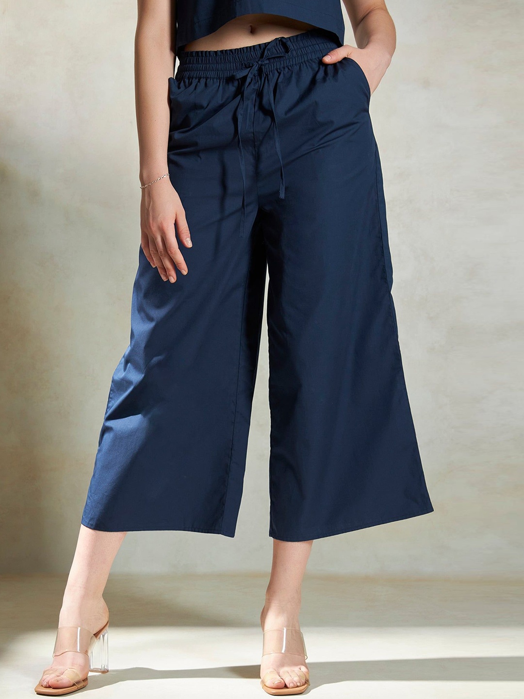 

Virgio Women High-Rise Parallel Trousers, Navy blue