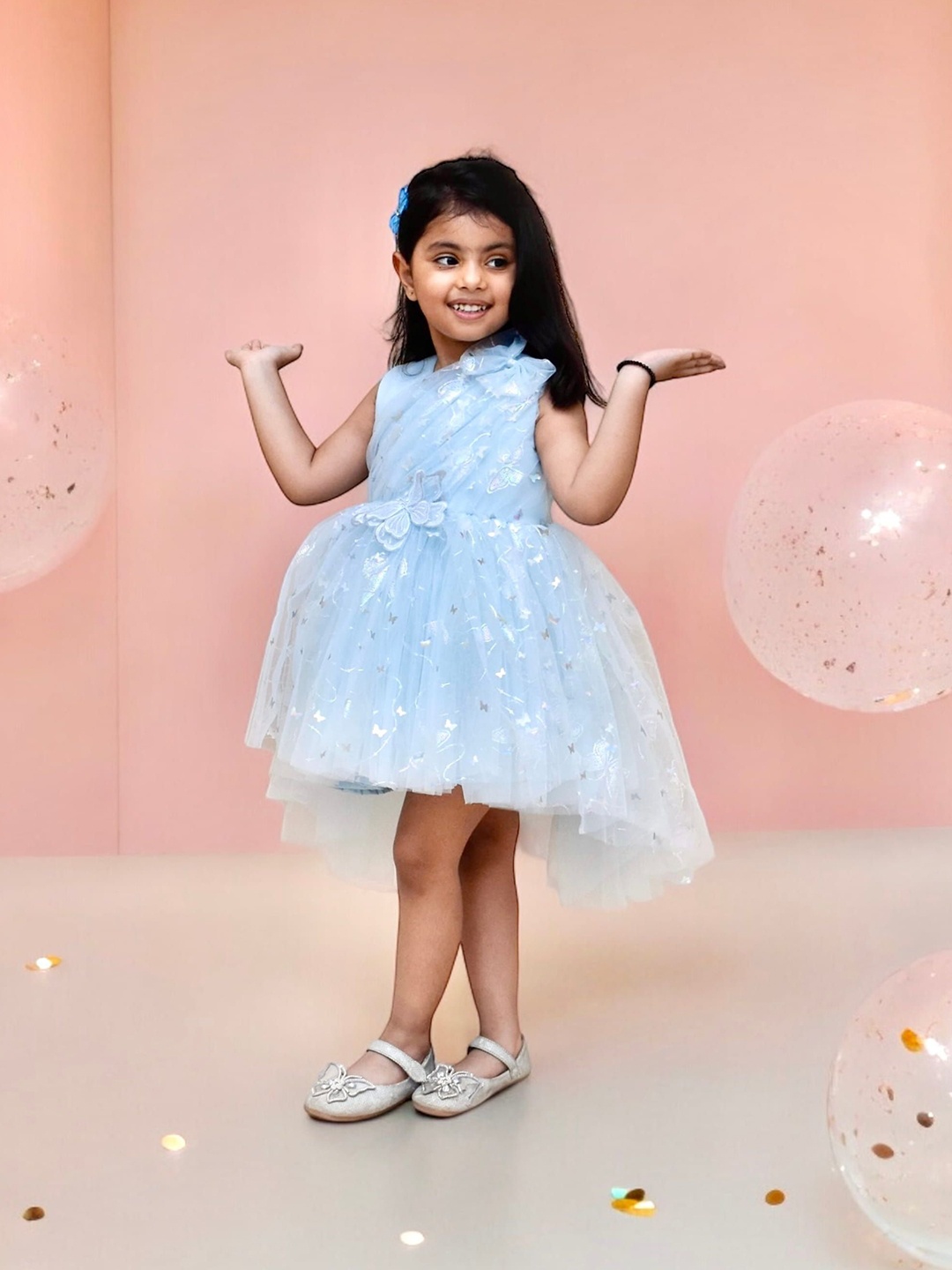 

Fayon Kids Net Fit & Flare Dress, Blue