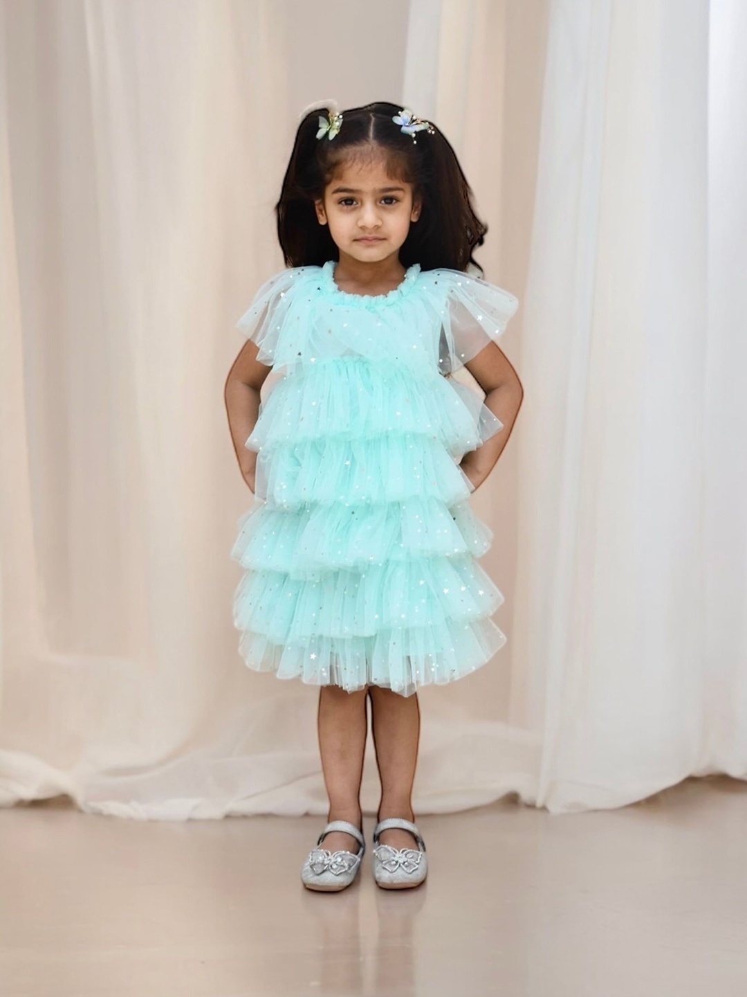

Fayon Kids Net A-Line Midi Dress, Blue