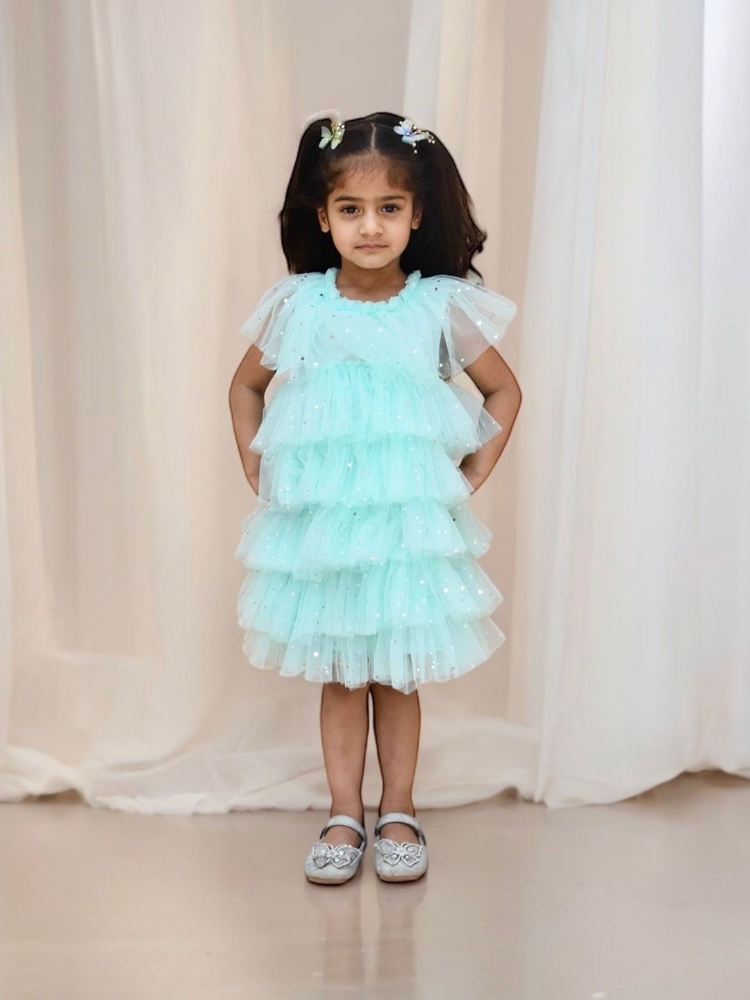 

Fayon Kids Net A-Line Midi Dress, Blue