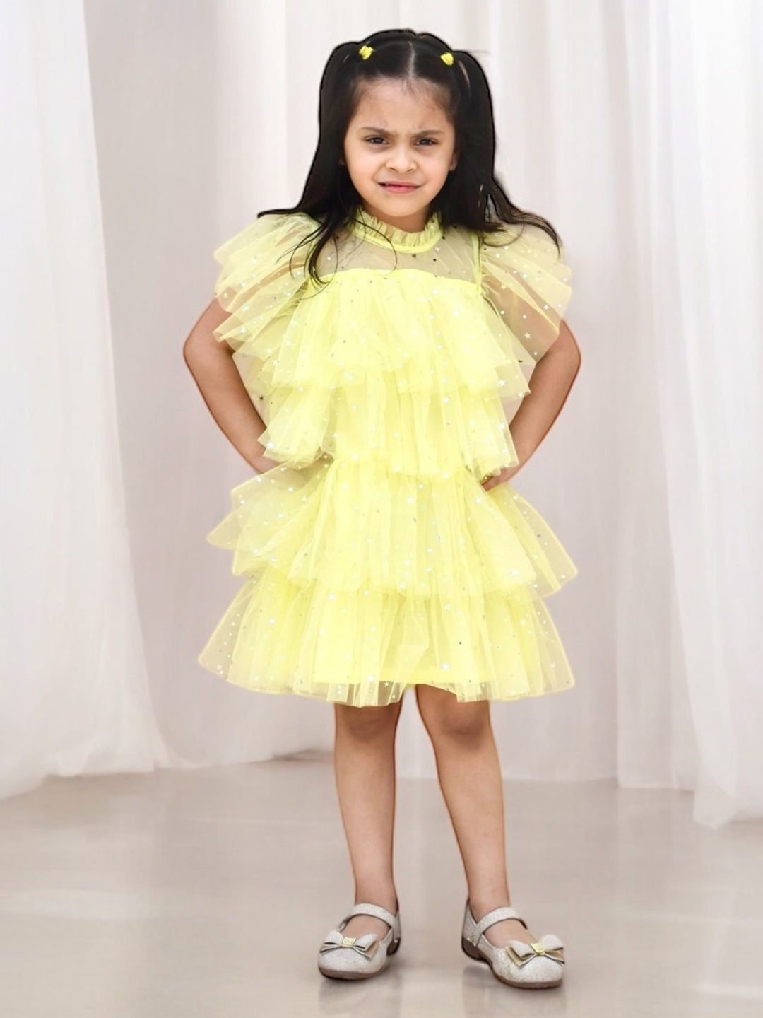 

Fayon Kids Net Fit & Flare Dress, Yellow