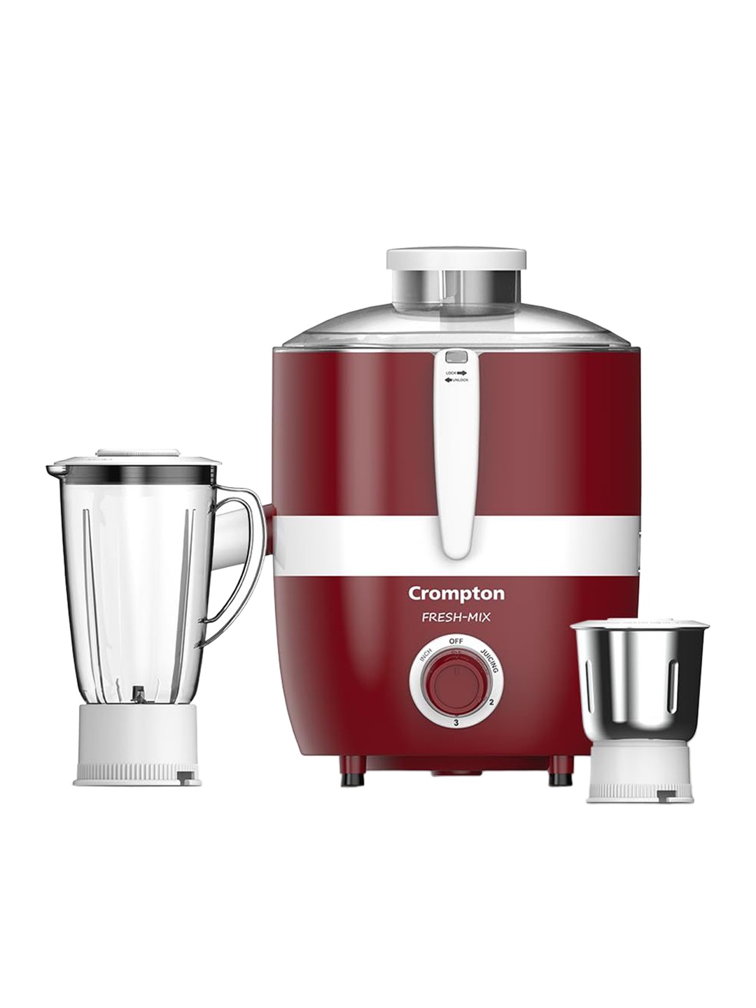 

Crompton Red & White Fresh-Mix Juicer Mixer Grinder with2 Jars 500 W