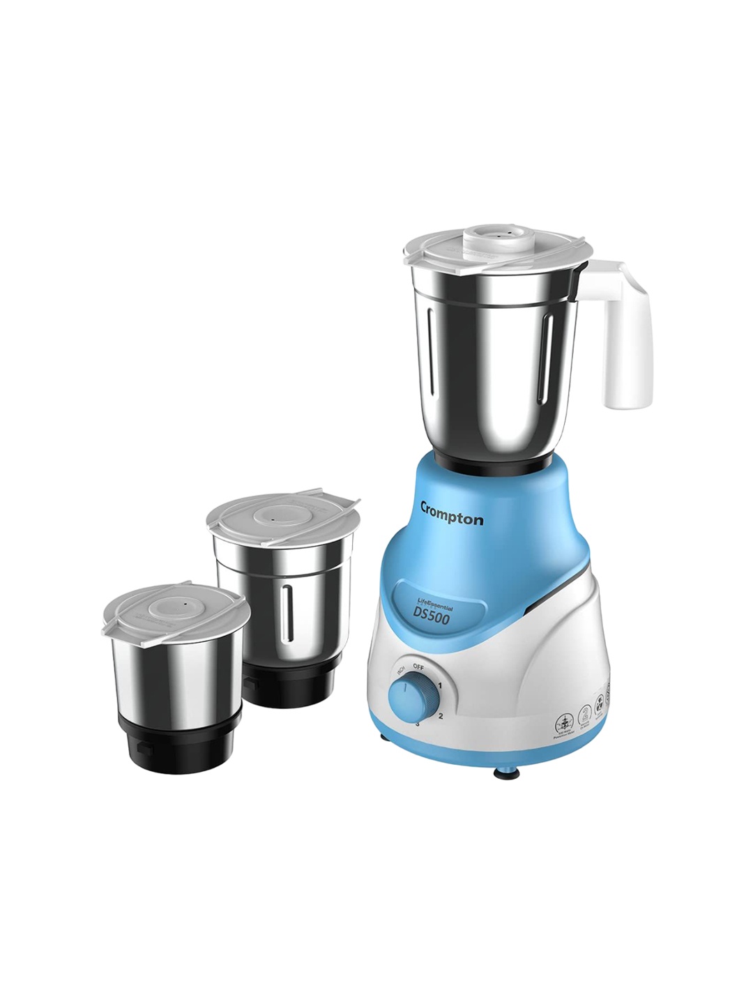 

Crompton Blue DS 500W Plastic Mixer Grinder with 3 Stainless Steel Jars
