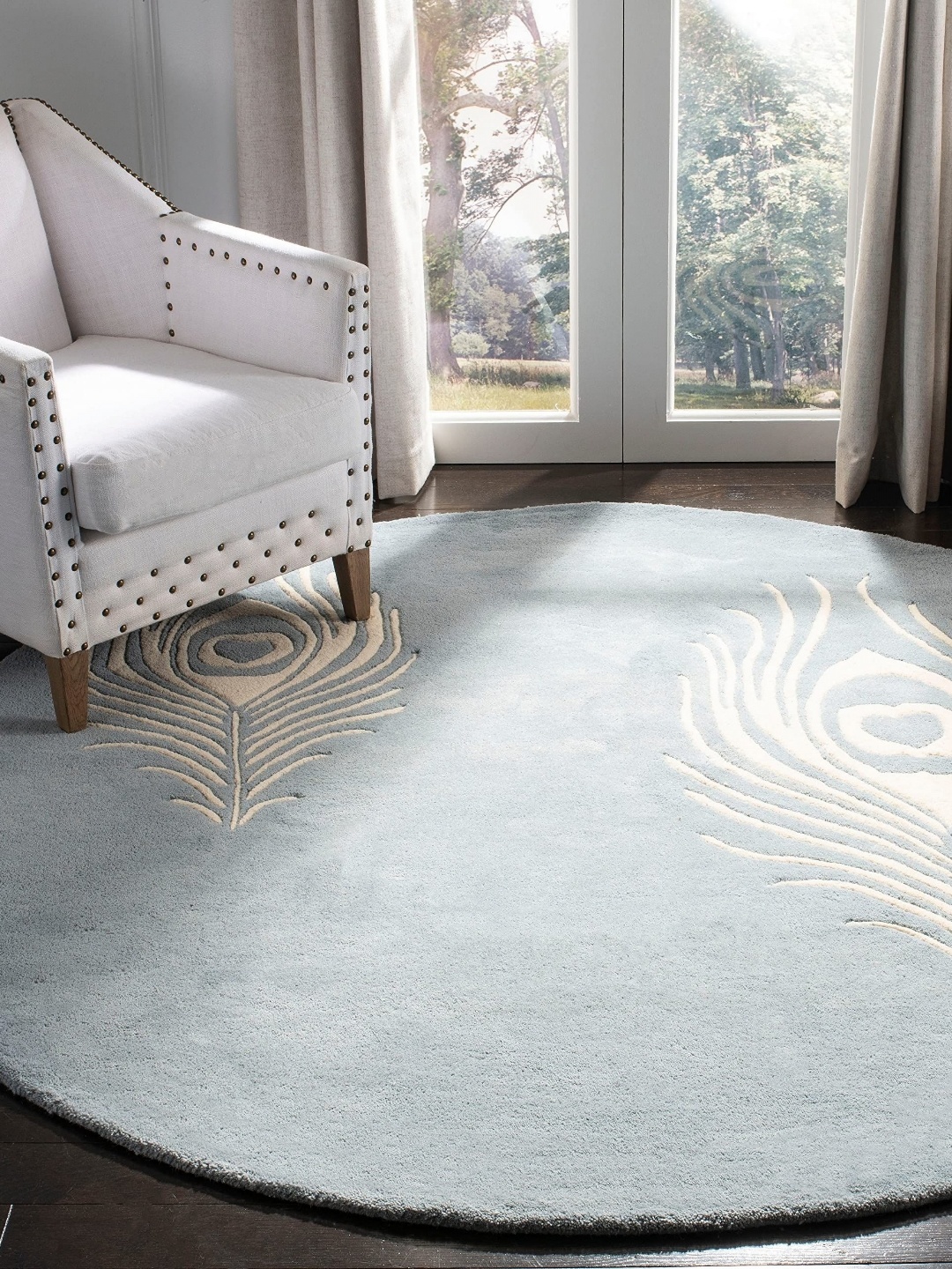 

Safiya Carpet Blue Ethnic Motifs Hand-Tufted Woollen Carpets