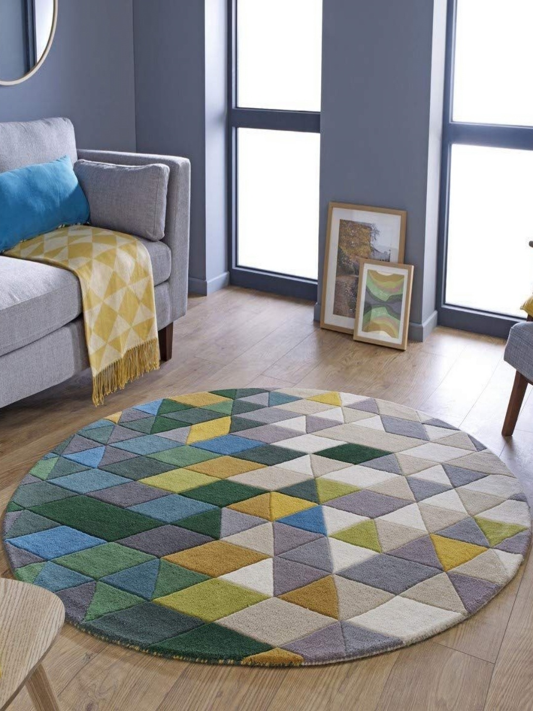 

Safiya Carpet Green Geometric Hand-Tufted Woollen Carpets