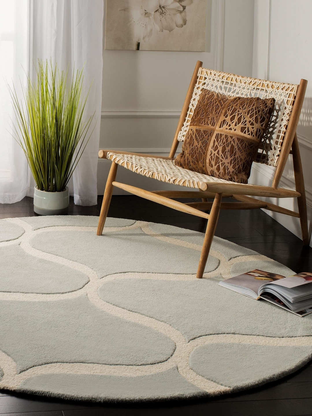 

Safiya Carpet Green Geometric Hand-Tufted Woollen Carpets
