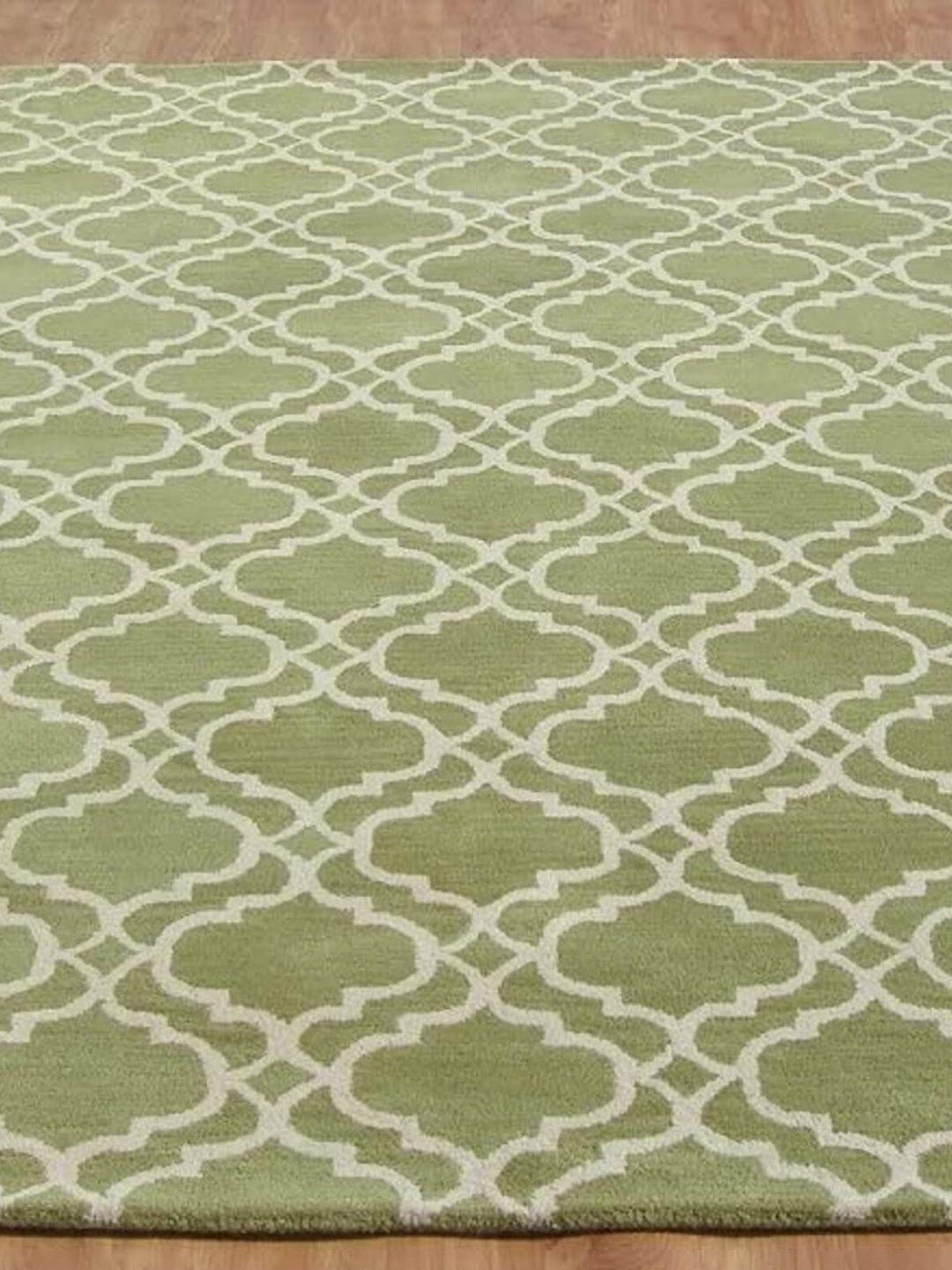 

Safiya Carpet Green Geometric Hand-Tufted Woollen Carpets