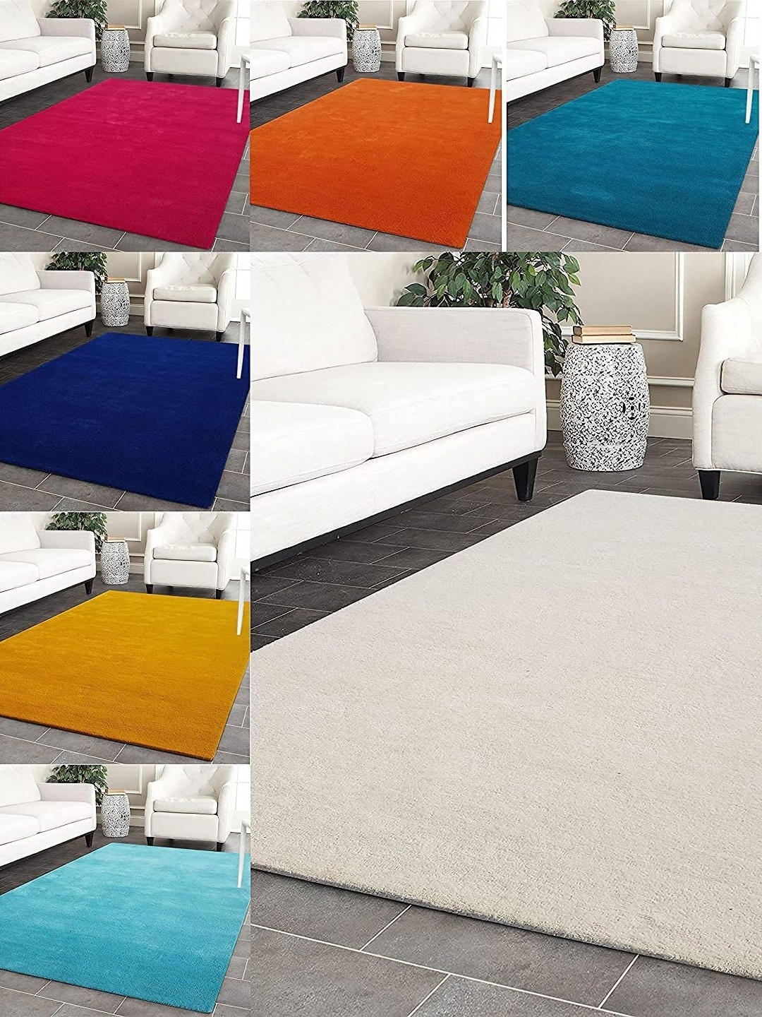

Safiya Carpet White Solid Hand-Tufted Woollen Carpets