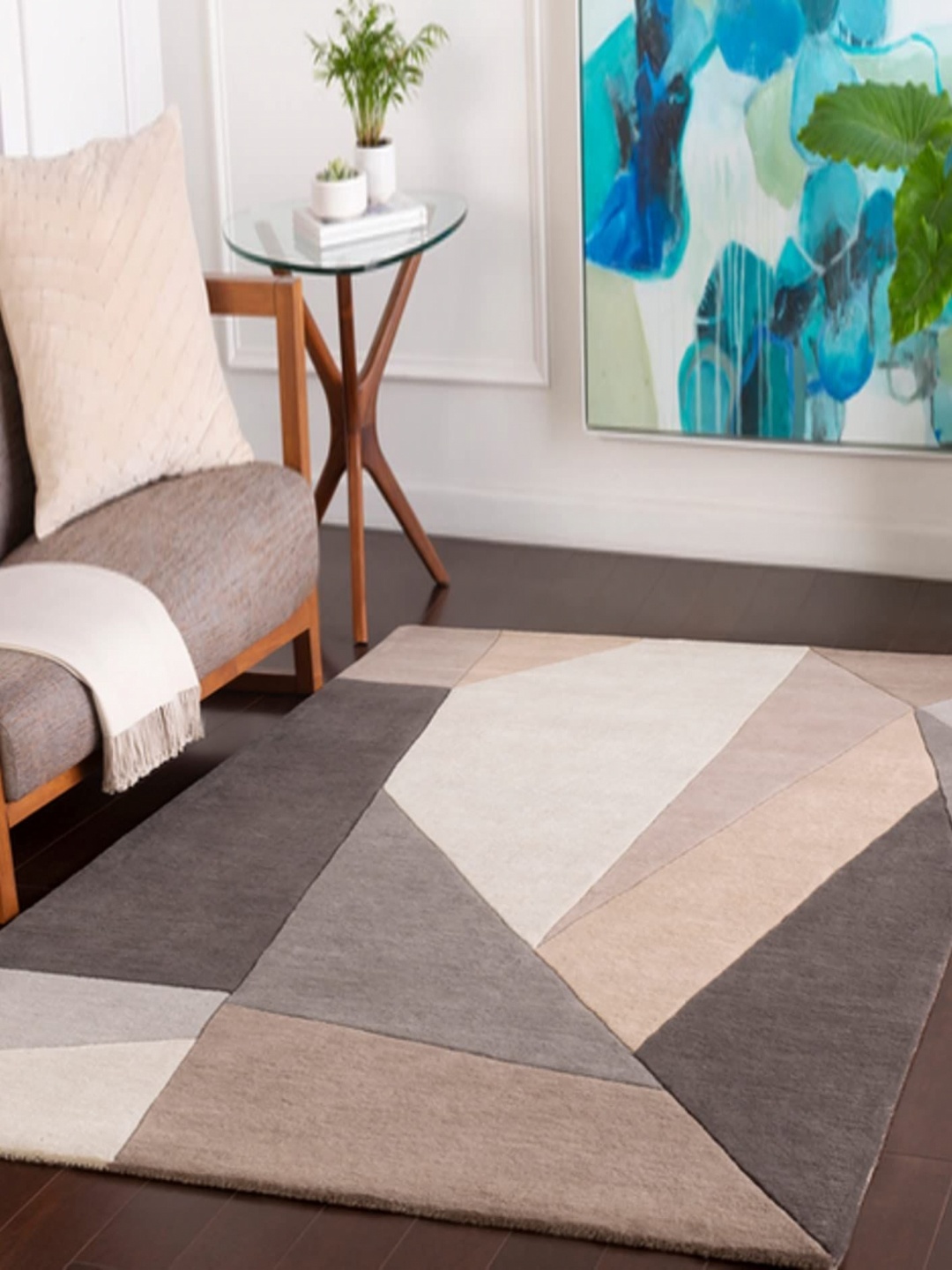 

Safiya Carpet Brown Geometric Hand-Tufted Woollen Carpets