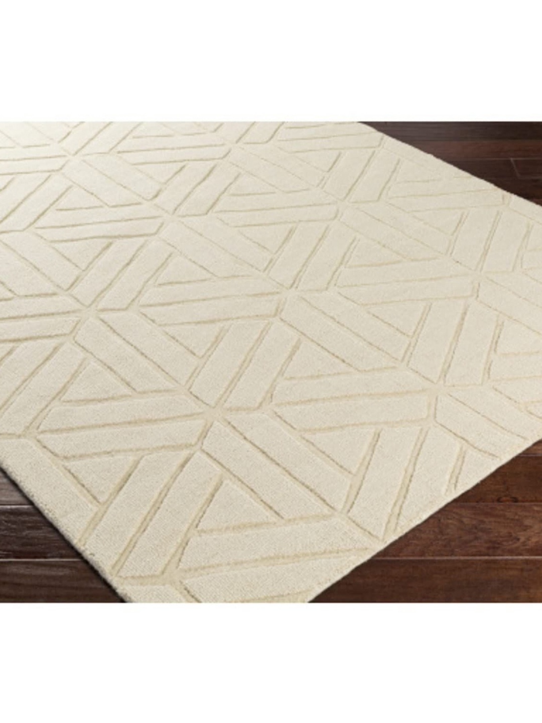 

Safiya Carpet Beige Geometric Hand-Tufted Woollen Carpets