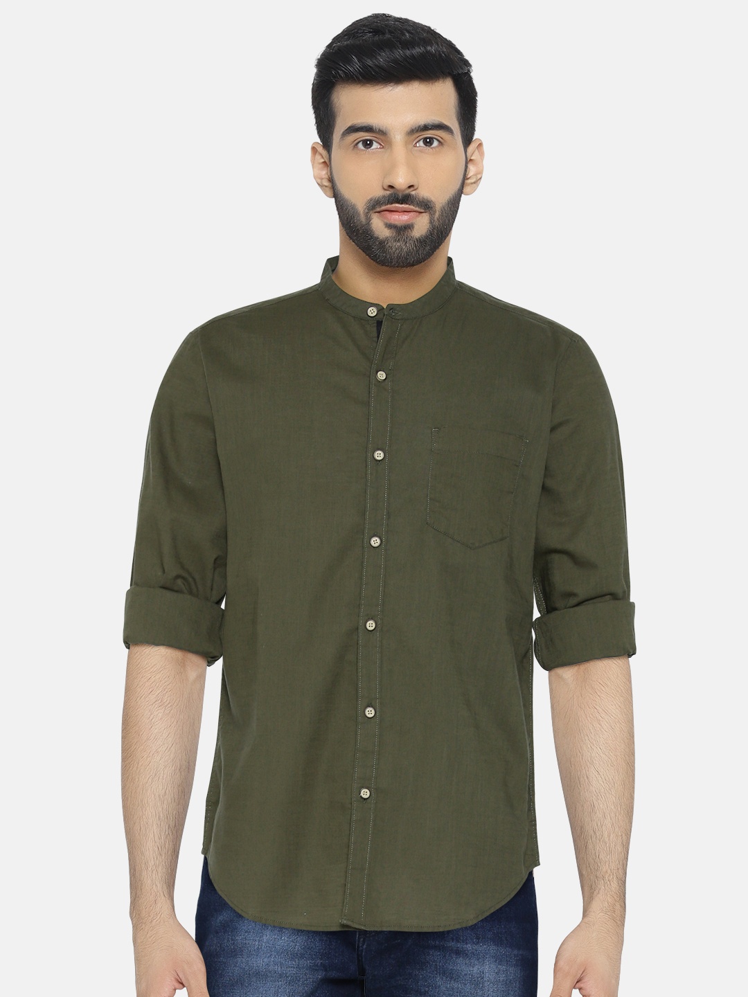 

LOCOMOTIVE Men Green Slim Fit Solid Casual Shirt