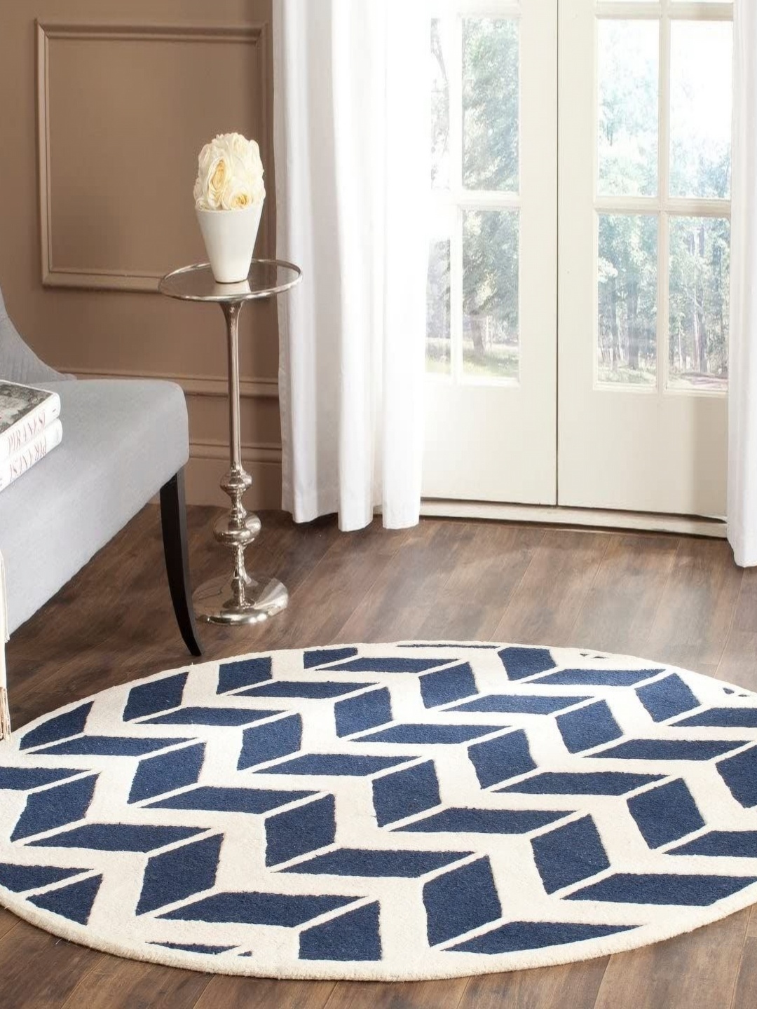 

Safiya Carpet Navy Blue Geometric Woollen Carpets