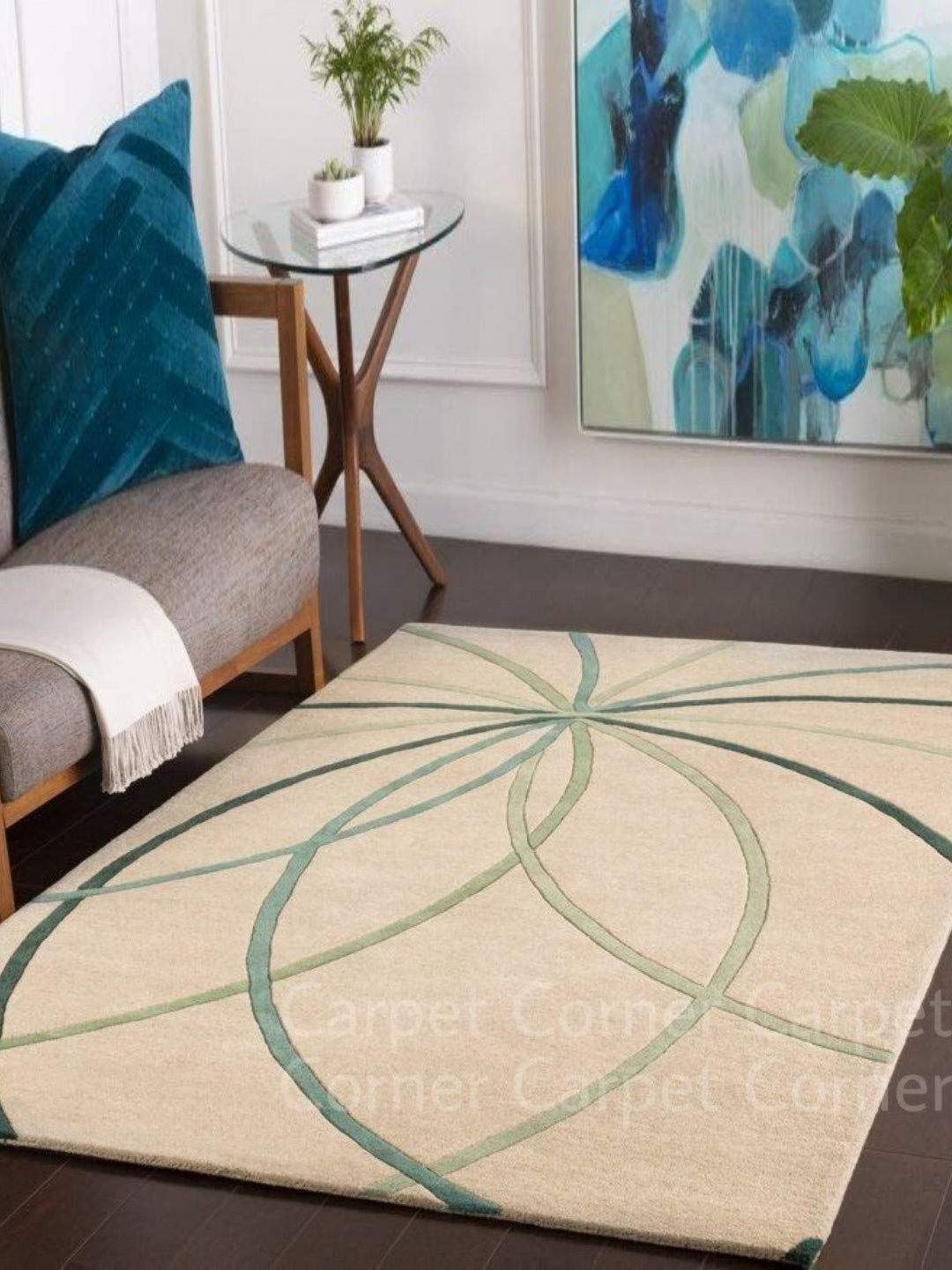 

Safiya Carpet Beige Abstract Hand-Tufted Woollen Carpets