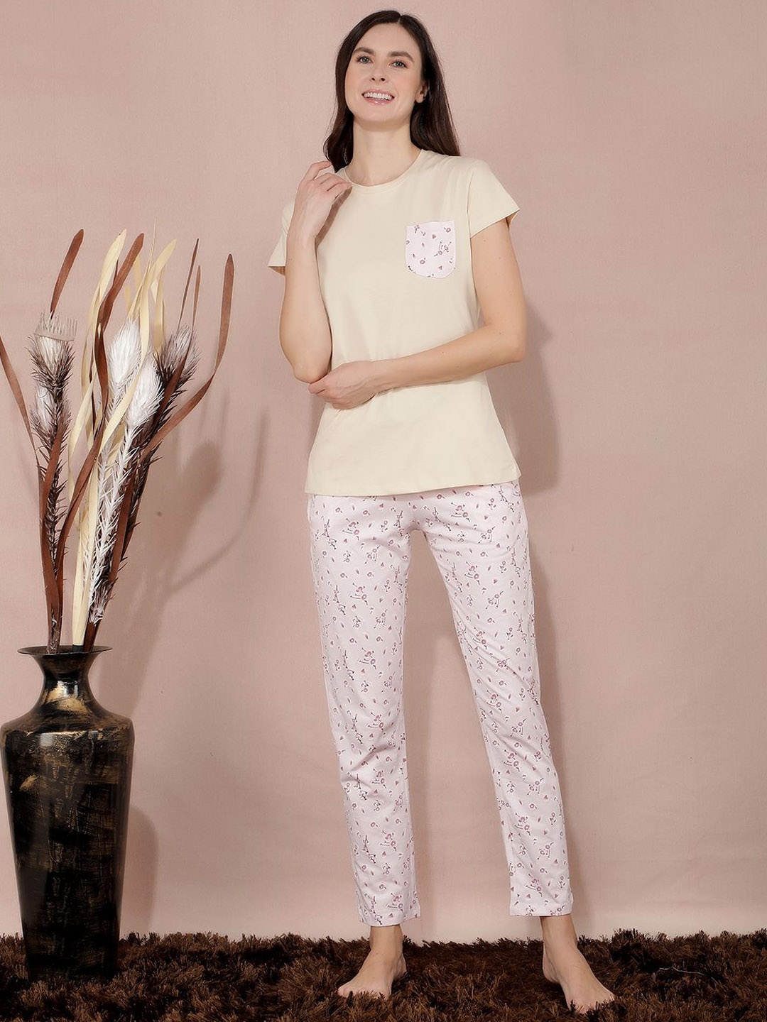 

Dollar Missy Women Printed Night suit, Beige