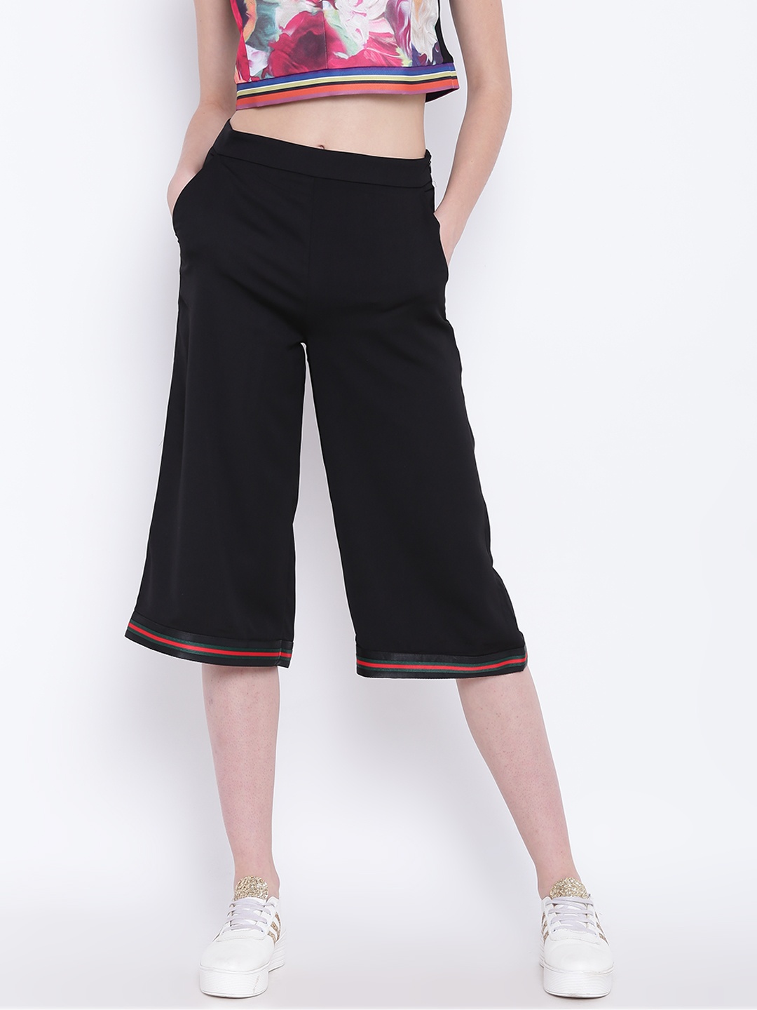 

Madame Women Black Regular Fit Solid Culottes