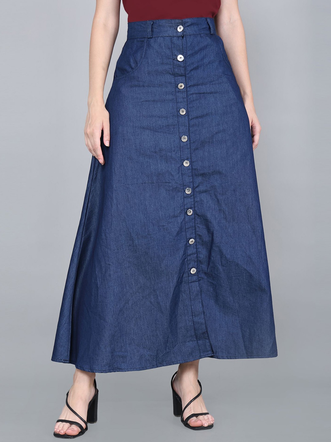 

Codaisy Denim A-line Maxi Skirts, Blue