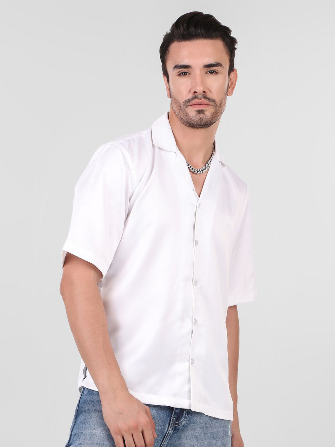 

Bella Babe by SK Men Classic Opaque Casual Shirt, White