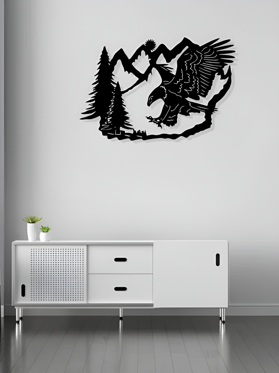 

Artrooms Flying Eagle Metal Wall Art, Black