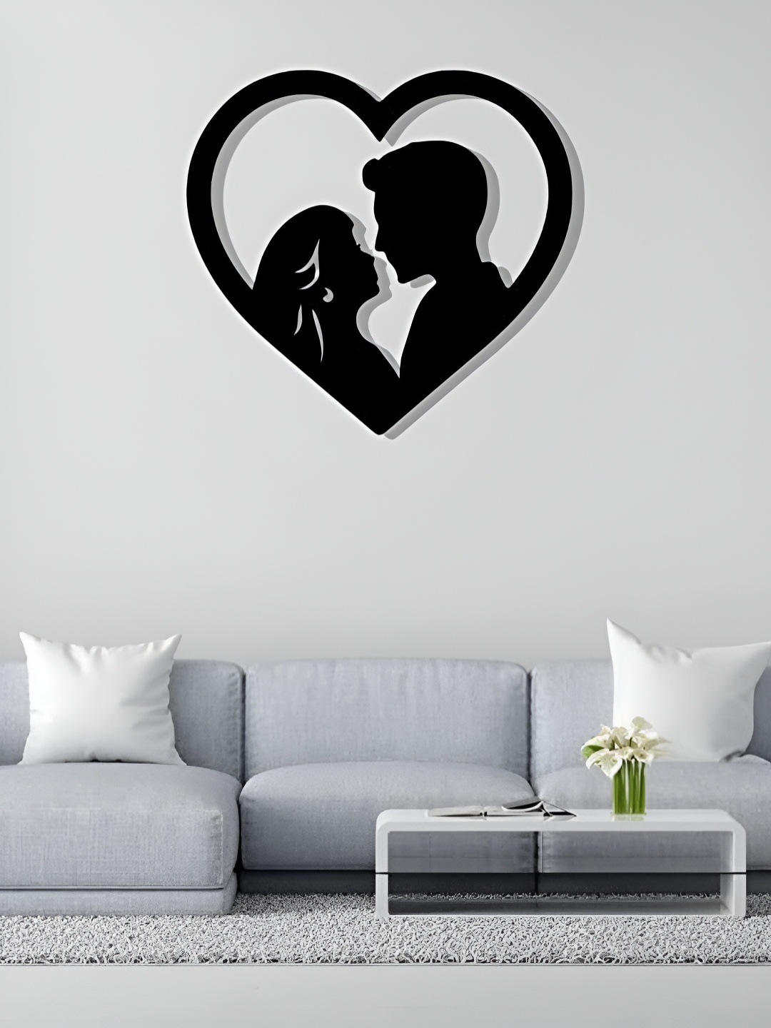 

Artrooms Love Couple Metal Wall Art, Black