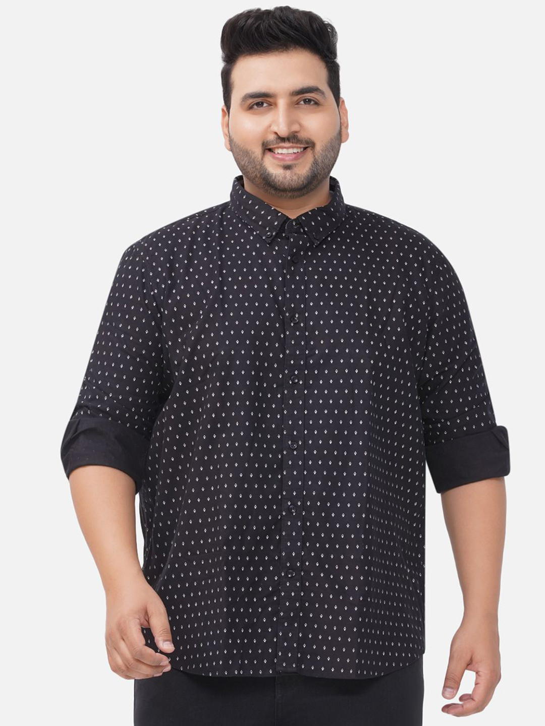

Santonio Men Classic Opaque Printed Casual Shirt, Black