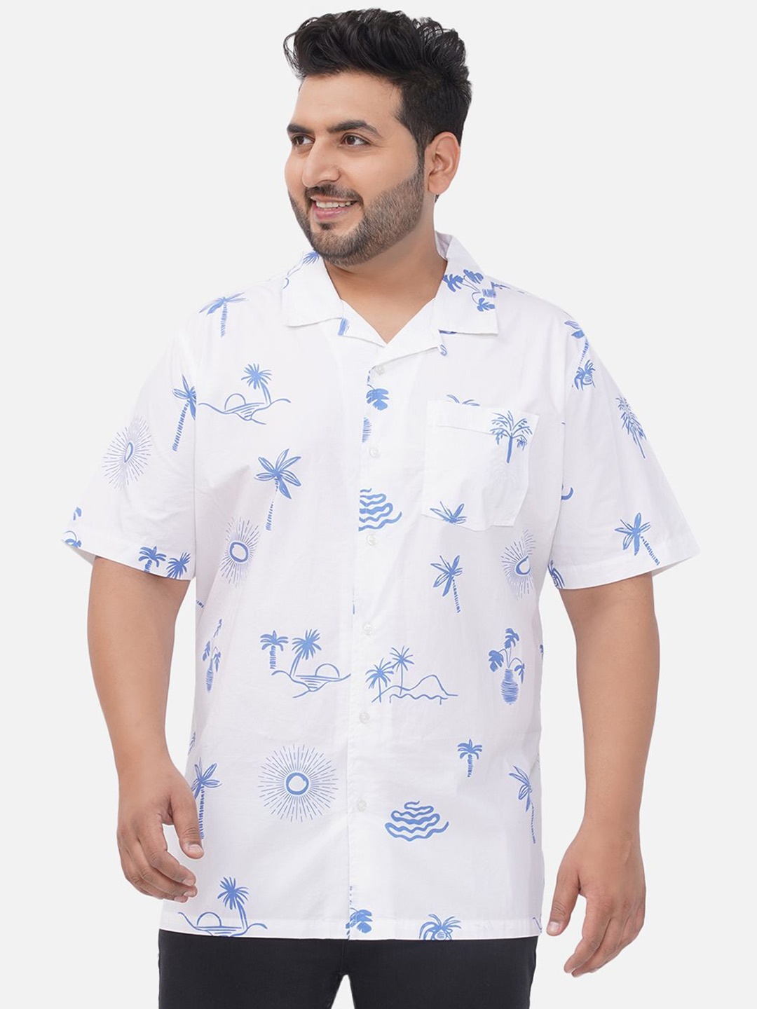 

Santonio Men Classic Opaque Printed Casual Shirt, White