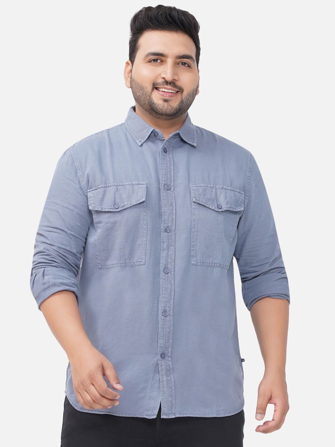 

Santonio Men Plus Size Classic Opaque Casual Shirt, Blue