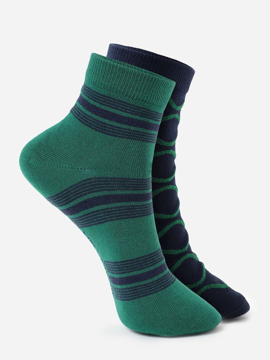 

United Colors of Benetton Kids Pack Of 2 Self Design Ankle-Length Socks, Green