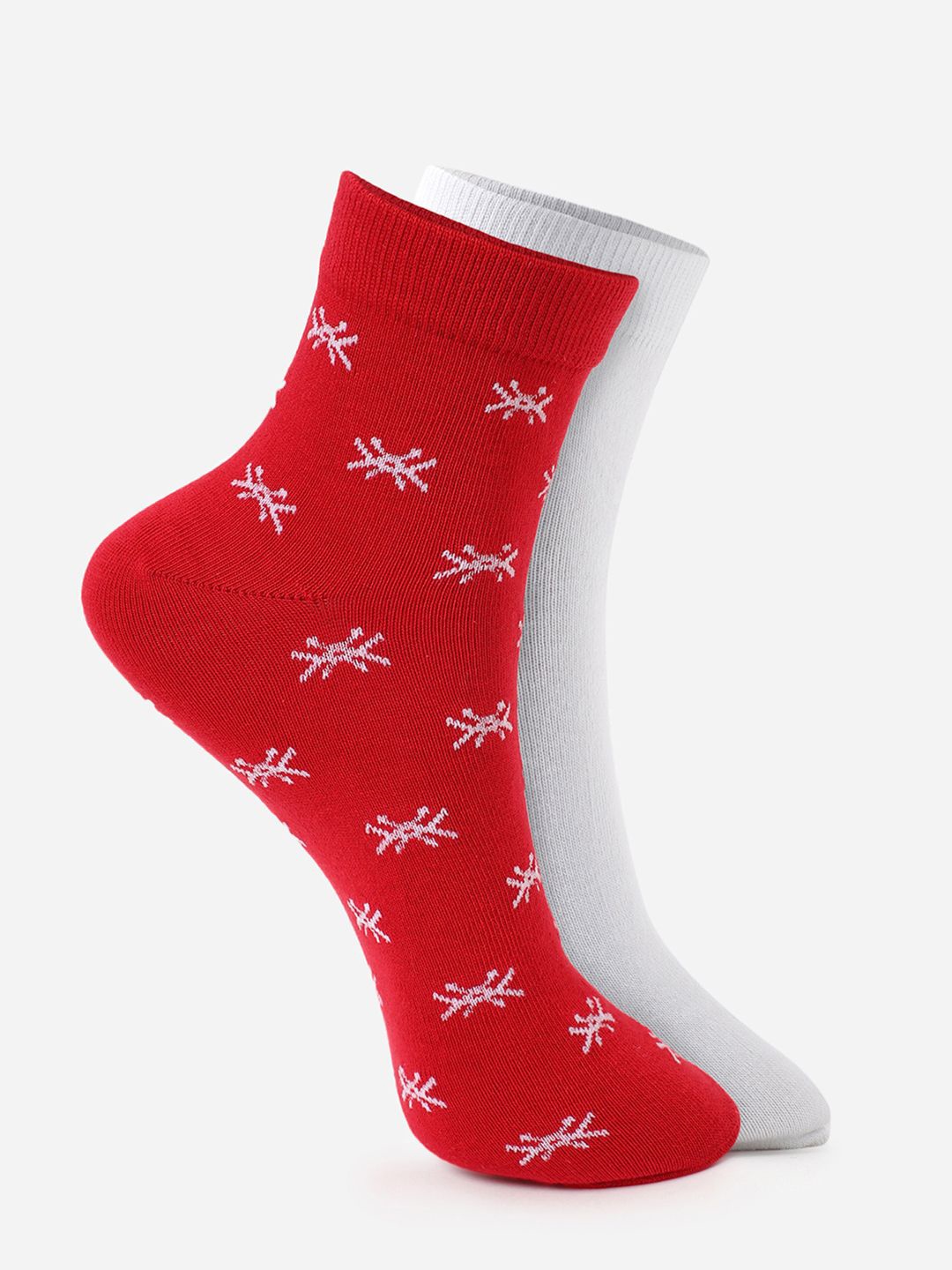 United Colors Of Benetton Kids Pack Of 2 Self Design Ankle-Length Socks, White