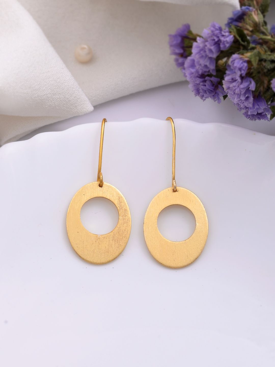 

Silvermerc Designs Oval Drop Earrings, Gold