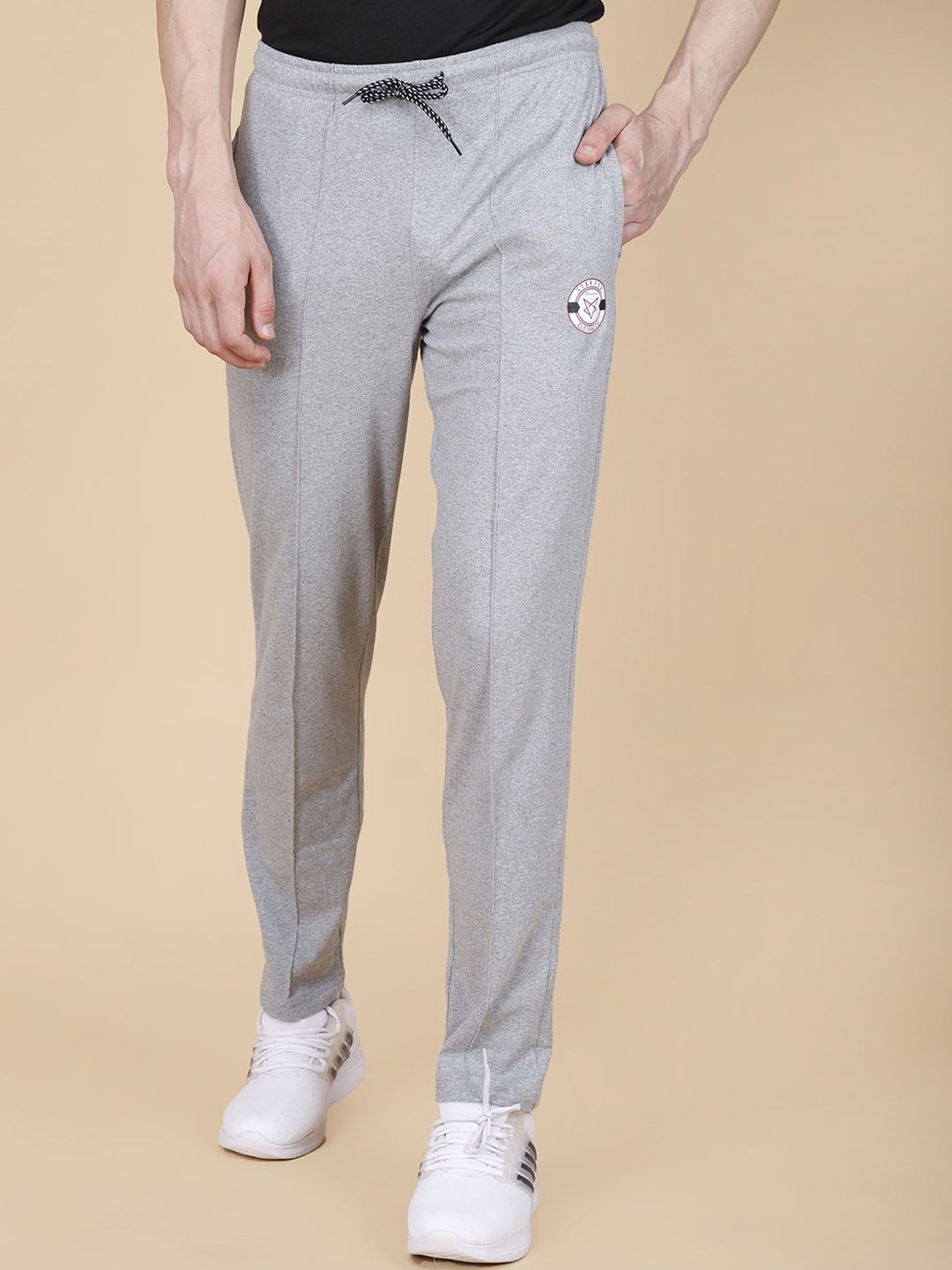 

STARFOX Men Printed Cotton Mid Rise Track Pant, Grey