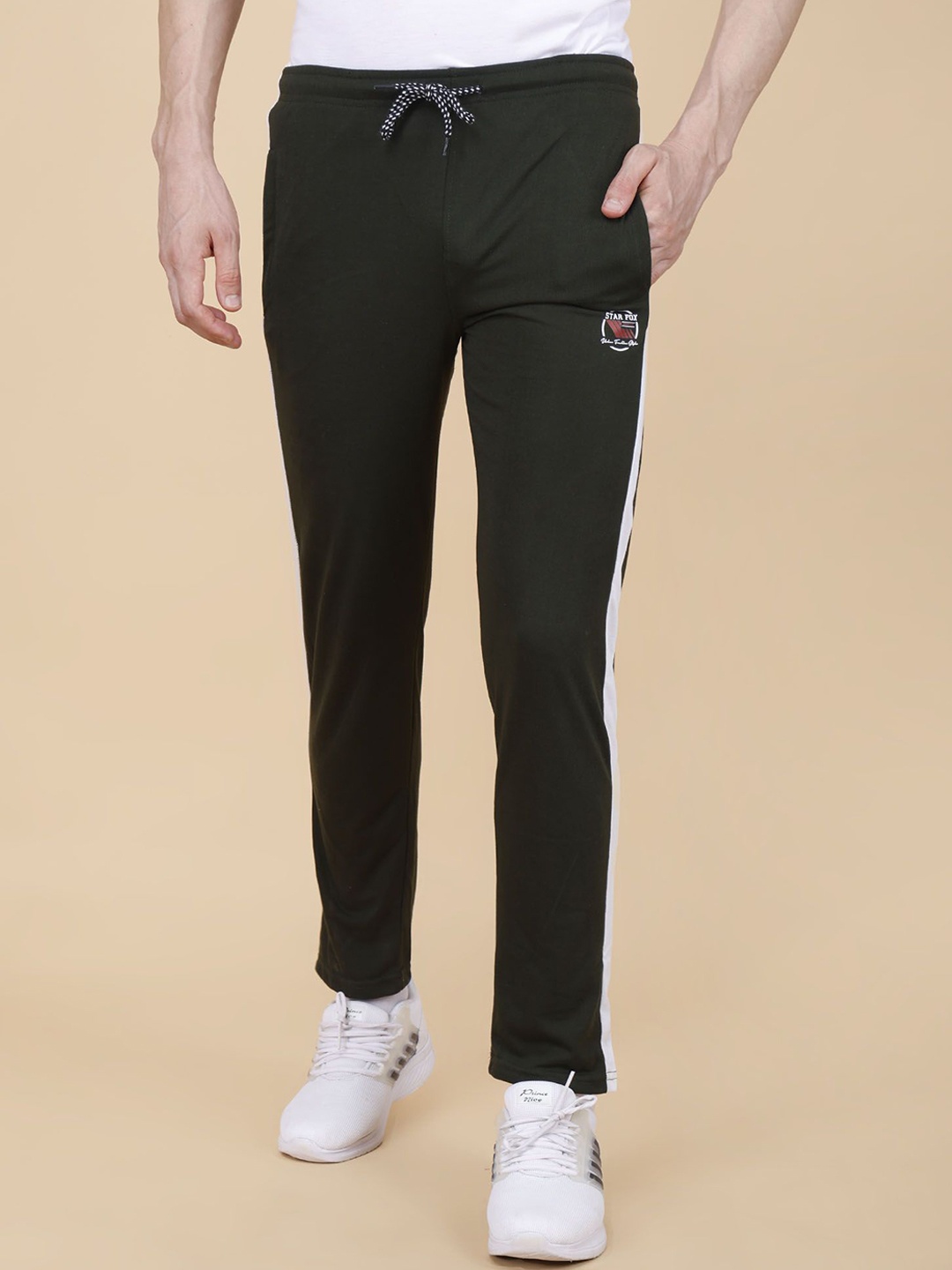 

STARFOX Men Slim- Fit Cotton Mid Rise Track Pant, Olive