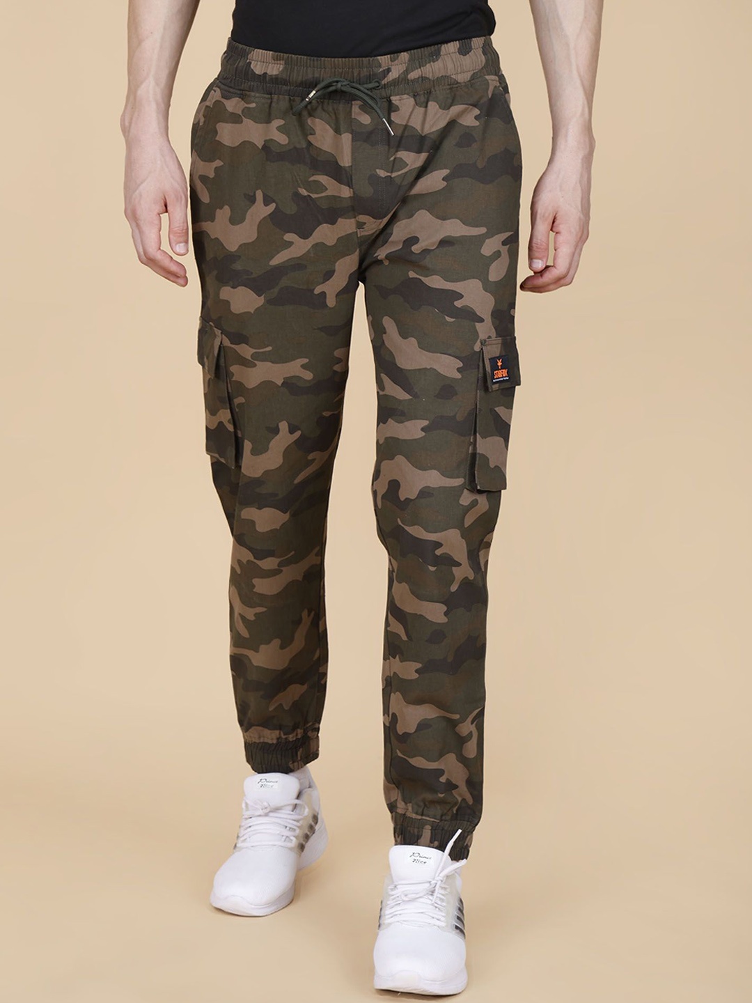 

STARFOX Men Printed Slim-Fit Mid-Rise Joggers, Olive