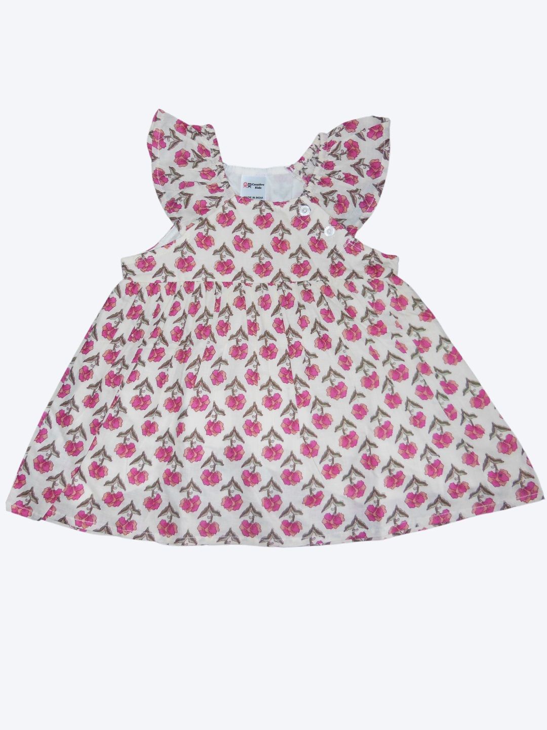 

Creative Kids Floral Print Flutter Sleeve Fit & Flare Dress, Pink