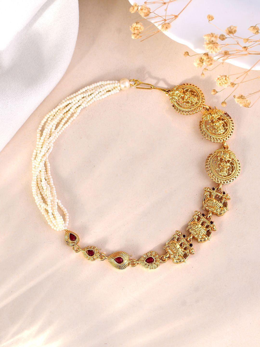 

Silvermerc Designs Gold-Plated Kundan Studded Head Chains Head Jewellery
