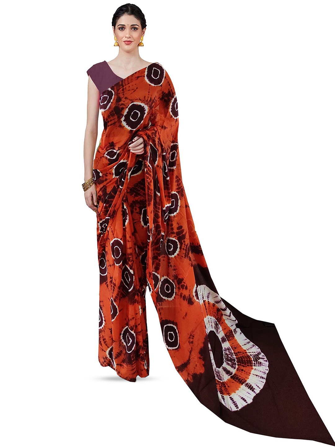 

JAIPURI PRINT Tie and Dye Pure Cotton Bandhani Saree, Orange