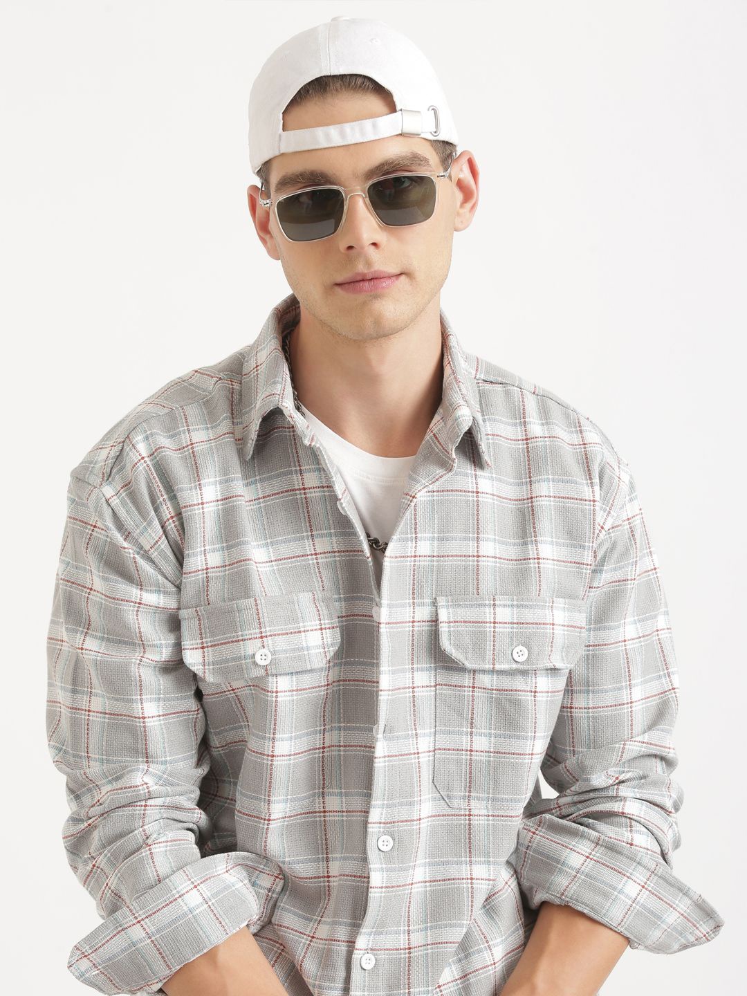 

Joven Men Tartan Checks Opaque Checked Casual Shirt, Grey