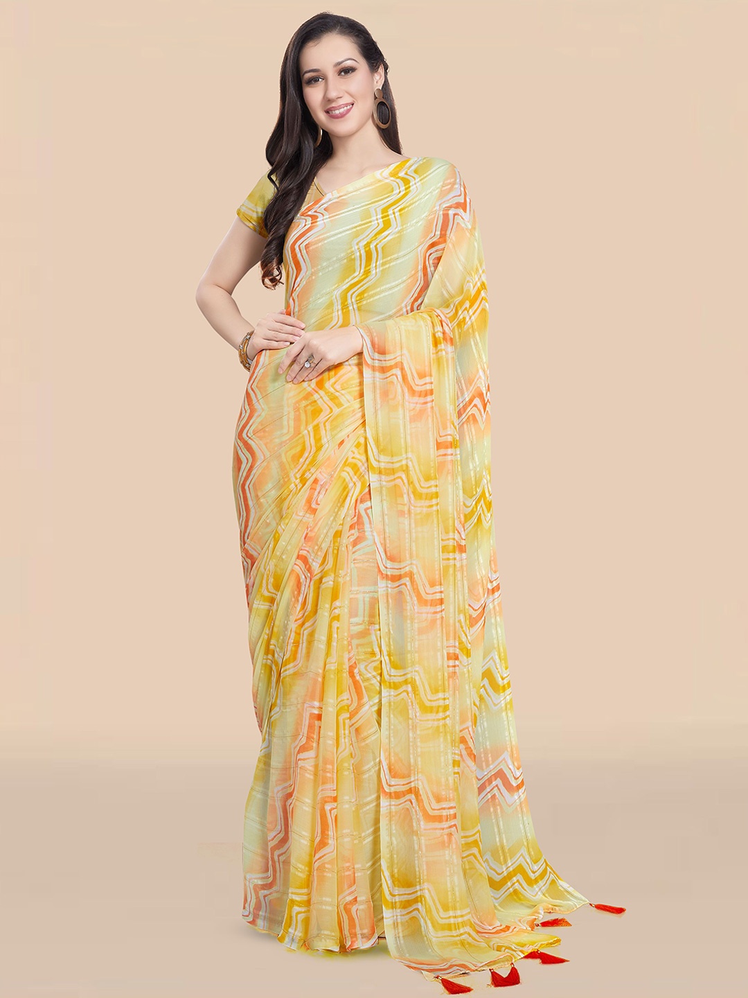 

Rani Saahiba Leheriya Poly Chiffon Leheriya Saree, Yellow