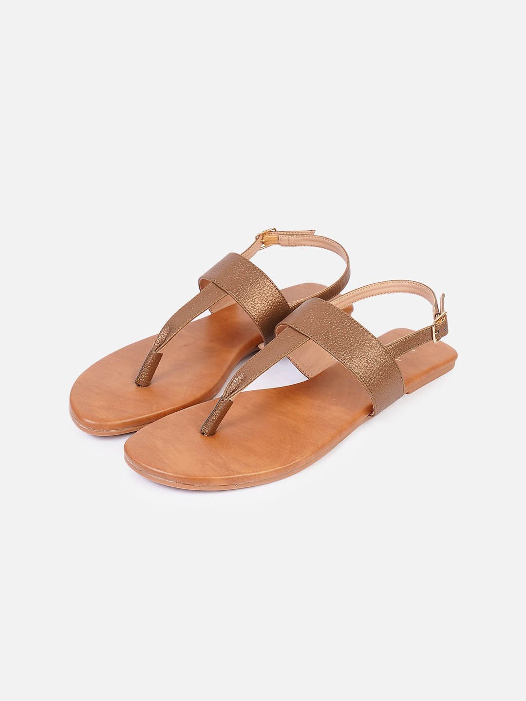 

DressBerry Women Open Toe Flats, Bronze