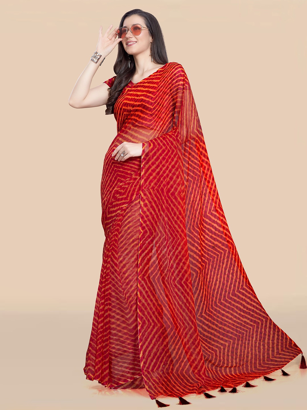 

Rani Saahiba Leheriya Poly Georgette Leheriya Saree, Magenta