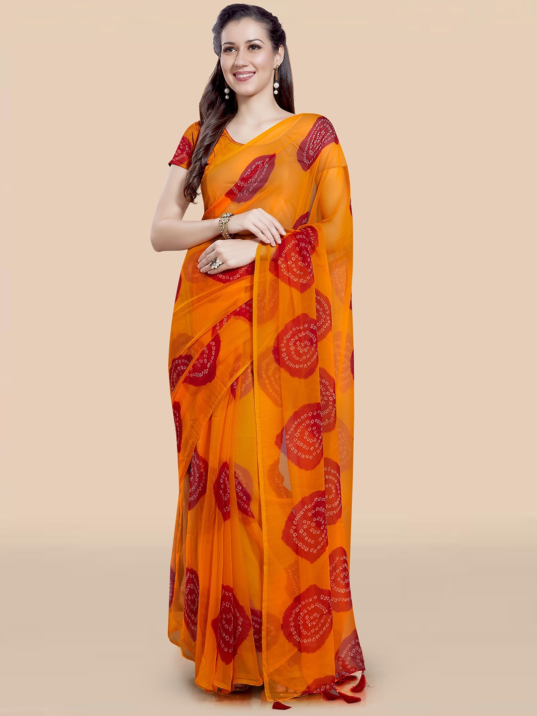 

Rani Saahiba Bandhani Poly Georgette Bandhani Saree, Orange