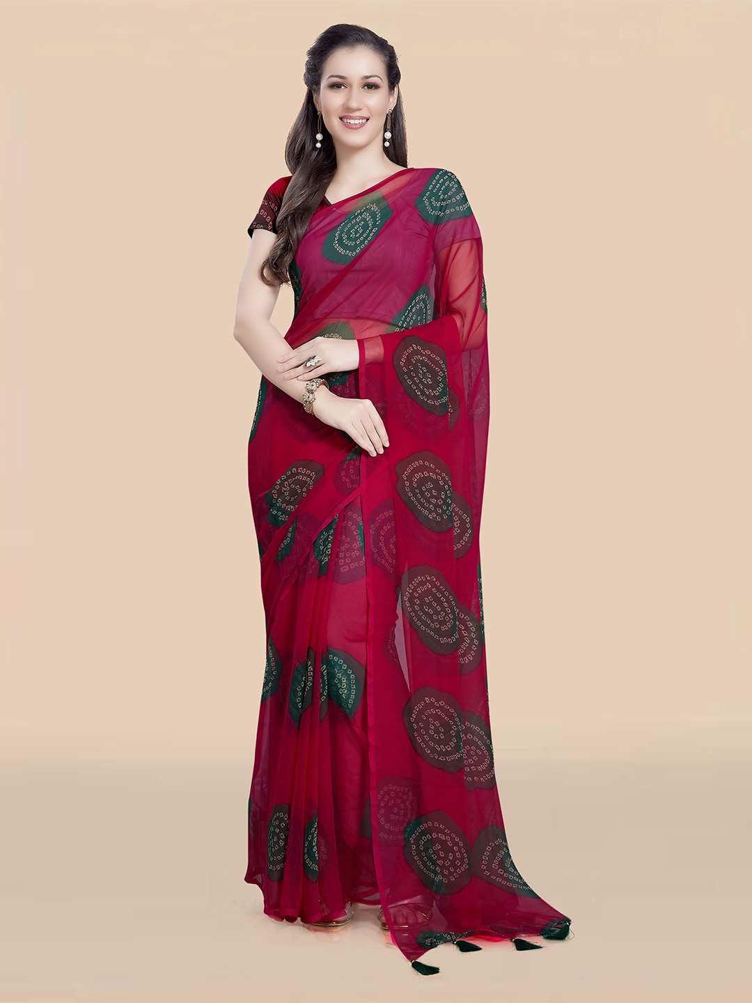 

Rani Saahiba Bandhani Poly Georgette Bandhani Saree, Magenta