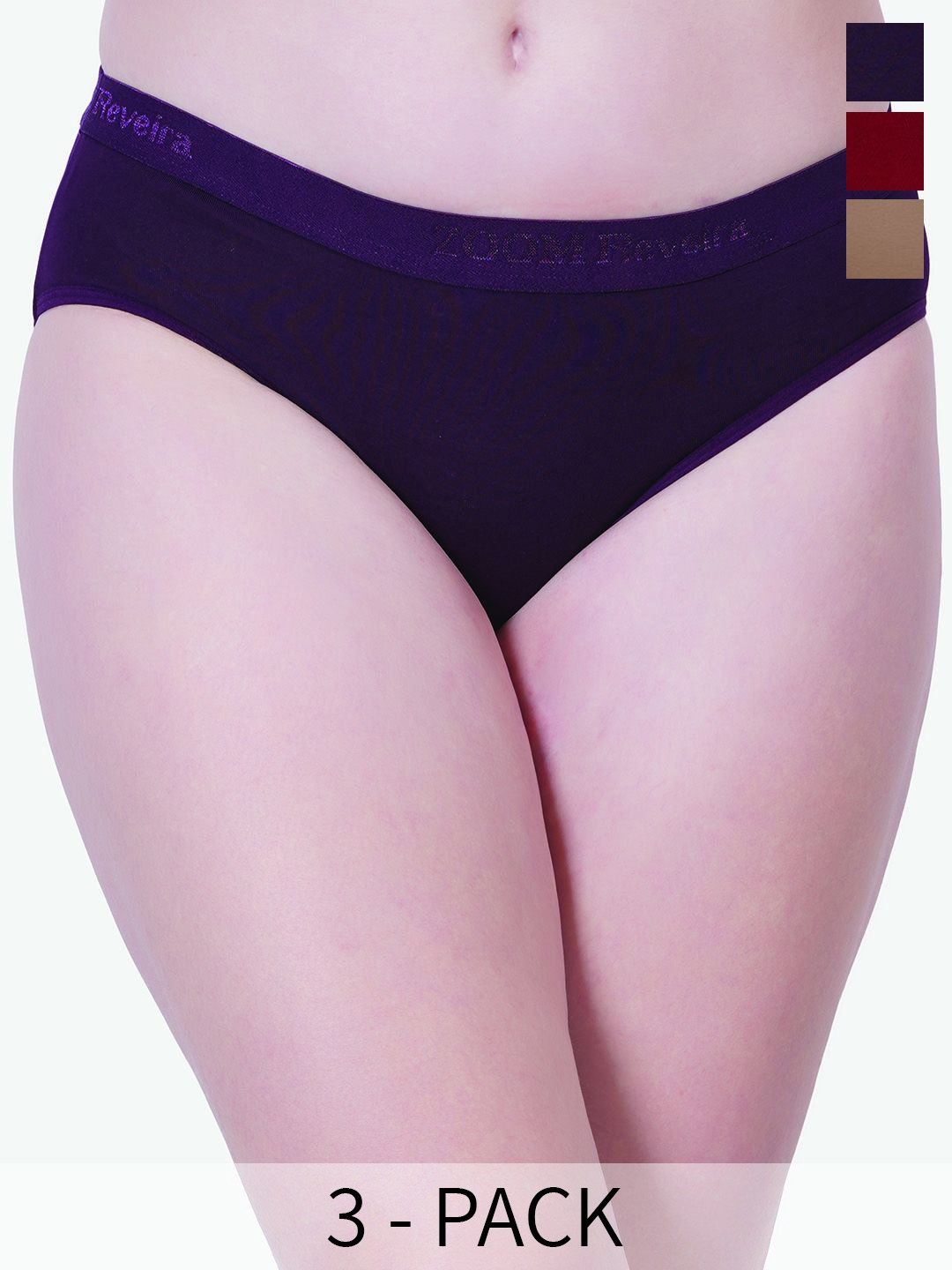 

Reveira Pack Of 3 Cotton Hipster Briefs 3513-D5-S, Navy blue