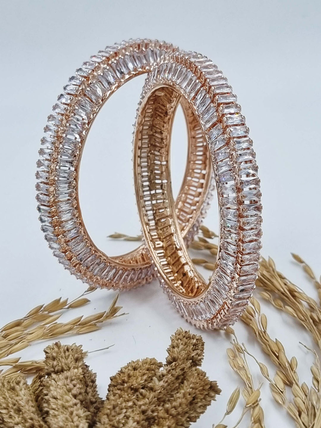 

Anouk Set Of 2 Rose Gold-Plated CZ-Studded Bangles, White