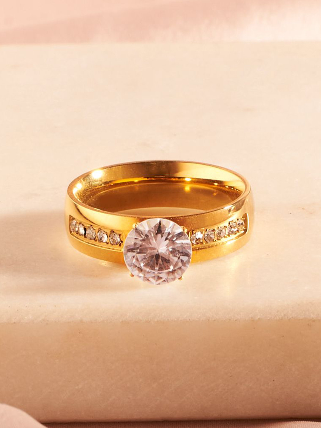 

SALTY Stones Studded Celestias Charm Ring, Gold